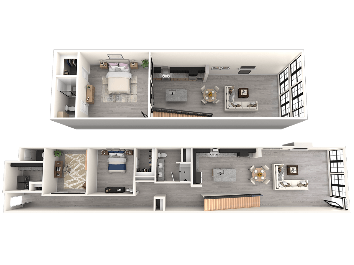 Floor plan for 2 beds, 2 baths, 1383 sqft